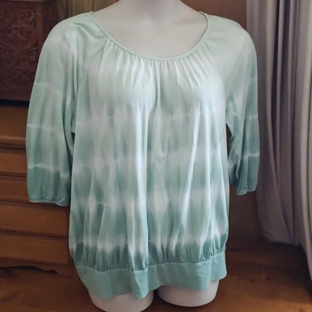 Two plus size pullover casual tops 3X in taupe and sage by Maurices and Chaps - Picture 2 of 14